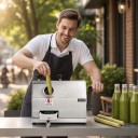 Αποχυμωτής ζαχαροκάλαμου 50 kg/h Πρέσα με 3 κυλίνδρους από ανοξείδωτο χάλυβα Είσοδος 6,1 cm Ασημί Για μπαρ και πάγκους με φρέσκους χυμούς 2