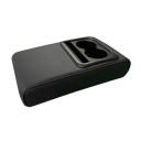 Apoio de braço elevado 35 x 21 x 7,5 cm Almofada de PU preto com 2 suportes para bebidas Espaço de armazenamento para cartões Protetor à prova d'água 1