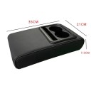 Apoio de braço elevado 35 x 21 x 7,5 cm Almofada de PU preto com 2 suportes para bebidas Espaço de armazenamento para cartões Protetor à prova d'água 3