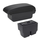 Apoyabrazos 31 x 13 x 16 cm para Ford Fiesta MK7 2009–2017 PU cuero plástico ABS Consola central con caja de almacenamiento Resistente apoyabrazos negro sin USB 4