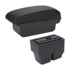 Apoyabrazos 31 x 13 x 16 cm para Ford Fiesta MK7 2009–2017 PU cuero plástico ABS Consola central con caja de almacenamiento Resistente apoyabrazos negro sin USB 5