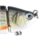Appât de pêche articulé en 6 segments Pour brochets et truites Yeux 3D réalistes Deux hameçons triples Longueur 10 cm Poids 16,5 g Eau douce 5