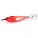 Appât pour seiche 8 cm 5,7 g Crevette artificielle lumineuse avec couronne double de hameçons Rouge et blanche Pour la pêche à la seiche, au calamar 1
