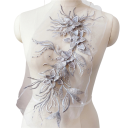 Applicazione in pizzo floreale 47 x 16 cm Applicazione ricamata in poliestere Ornamento in pizzo decorativo per abiti bluse abbigliamento e lavori manuali 5