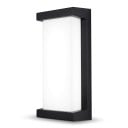 Applique murale extérieure LED 25 W Protection IP65 Forme rectangulaire Diffuseur blanc dans un cadre noir Lumière blanche froide 6000 K Pour façade terrasse et entrée 1