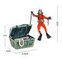 Aquarien Dekoration Taucher und Schatztruhe 9 cm Ungiftige Dekoration für das Aquarium Sichere Verzierung für Fische Harz Unterwasser Motiv 3