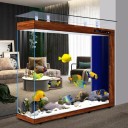 Aquário de Luxo 100 x 40 x 116 cm Grande aquário de vidro com divisória Vidro branco super LED iluminação Filtração Ecrã inteligente 7