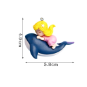 Aquarium Decoration 5.8x4.9 cm Mini Figurine of a Girl on a Whale with Floating Ball and String Ornament Aquarium Accessories 3