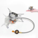 Aragaz de camping cu gaz din oțel inoxidabil 3000W Arzător pliabil 16x8 cm Furtun 37 cm Dimensiune compactă Cutie de depozitare Gătit în aer liber 2