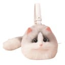 Aranyos macska alakú táska S méret 18×10×9,5 cm bolyhos táska 3D szemekkel hosszú farokkal ajándék gyerekeknek és felnőtteknek 1