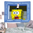 Arazzo da parete SpongeBob 60 x 90 cm Decorazione illustrata Camera dei bambini Camera da letto Tessuto decorativo sospeso Gobelino Sfondo da parete Motivo animato 2