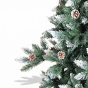 Árbol de Navidad artificial Nevado con piñas artificiales Plegable Altura 270 cm Base de madera 40 cm Verde y blanco Decoración para el hogar 5