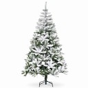 Árbol de Navidad artificial Nevado Ramas plegables Altura 120 cm Diámetro 70 cm Verde y blanco Soporte plegable 3 secciones Decoración para el hogar 1