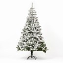Árbol de Navidad artificial Nevado Ramas plegables Altura 120 cm Diámetro 70 cm Verde y blanco Soporte plegable 3 secciones Decoración para el hogar 4