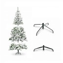 Árbol de Navidad artificial Nevado Ramas plegables Altura 180 cm Diámetro 105 cm Verde y blanco Soporte plegable 3 secciones Decoración para el hogar 2