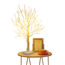 Arbre lumineux bouleau 63,5 cm 144 LED Décoration naturelle avec lumière blanche chaude pour intérieur et extérieur Décoration de Noël moderne avec alimentation par batterie 1