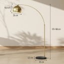 Arc Floor Lamp with Marble Base, Height 170–180 cm, Metal, E27 Socket 40W, Cable 1.8 m, Gold, for Living Room 4