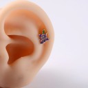 Arete individual para mujer con varilla y cierre de bolita Pequeña decoración brillante con circonitas y cristales Metal de bisutería en color 19