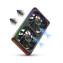 ARGB Fan for Computer Case 240 mm Double with One Frame 28 mm and 3pin 5 V Lighting in Black for Radiator and Front 2