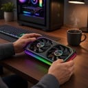 ARGB-fläkt för datorlåda 240 mm dubbel med en ram 28 mm och belysning 3pin 5 V i svart färg för radiator och front 4