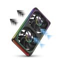 ARGB ventilator voor computerbehuizing 240 mm dubbel met één frame van 28 mm en verlichting 3pin 5 V in zwarte kleur voor radiator en front 2