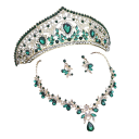 Aristocratic Luxury Jewellery Set Crown 14.5 x 6.8 cm Necklace approx. 47 cm Earrings Adjustable Wedding Set 6