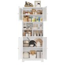 Armadio da cucina 60 x 30 x 147,5 cm con ante in vetro e scomparti aperti al centro Armadio alto bianco con frontali scanalati 1