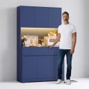 Armario de cocina alto 180 x 100 x 38,5 cm con iluminación LED, nicho abierto para electrodomésticos, seis puertas y dos cajones, capacidad de hasta 40 kg 27