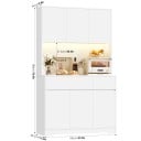 Armário de cozinha alto 180 x 100 x 38,5 cm com iluminação LED, nicho aberto para eletrodomésticos, seis portas e duas gavetas, capacidade até 40 kg 7
