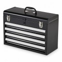 Armario metálico para herramientas con 4 cajones y caja superior Cerrado portátil con asa 52 x 21,8 x 36,1 cm Acero negro Organizador para el taller 1