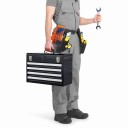 Armario metálico para herramientas con 4 cajones y caja superior Cerrado portátil con asa 52 x 21,8 x 36,1 cm Acero negro Organizador para el taller 4