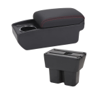 Armbågsstöd 32 x 15,5 x 14,5 cm för Suzuki Jimny JB74 2019–2024 PU läder ABS plast Förvaringslåda Dryckeshållare Glidande USB USB-C Laddning 5