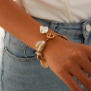 Armband med pärlemorartiklar och dekorativt lås, oregelbunden design, damarmband i marinstil 3