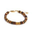 Armband van natuursteen 17 cm + 6 cm verlenging kralen roestvrij staal gouden kleur verstelbare ketting unisex 3