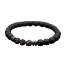 Armband van steen 19,5 cm 8 mm kralen zwarte onyx uitstraling hematiet en gekleurde steen elastische unisex armband 5