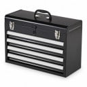 Armoire à outils en métal avec 4 tiroirs et un compartiment supérieur Portable verrouillable avec poignée 52 x 21,8 x 36,1 cm Acier noir Organiseur 1