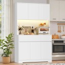 Armoire de cuisine haute 180 x 100 x 38,5 cm avec éclairage LED, niche ouverte pour appareils, six portes et deux tiroirs, capacité de charge jusqu'à 40 kg 4