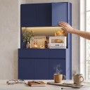 Armoire de cuisine haute 180 x 100 x 38,5 cm avec éclairage LED, niche ouverte pour appareils, six portes et deux tiroirs, capacité de charge jusqu'à 40 kg 25