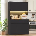 Armoire de cuisine haute 180 x 100 x 38,5 cm avec éclairage LED, niche ouverte pour appareils, six portes et deux tiroirs, capacité de charge jusqu'à 40 kg 11