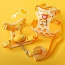 Arnês amarelo para cão com padrão de patinhos Para cães 3–4 kg Tamanho M Correia de nylon ajustável com trela de 1,5 m Circunferência do peito 35–40 5