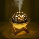 Aroma diffuser in de vorm van een planeet met ring en verlichting Op een standaard in de uitstraling van hout Tank 200 ml Voeding via USB Vermogen 2 3