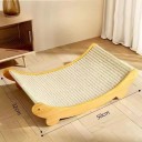 Arranhador de madeira para gatos L 50x32 cm Cama e placa de arranhar em sisal natural Estrutura estável para gatos até 6 kg 2