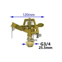 Arroseur en métal pour jardin à impulsion 360° réglable 12 cm filetage 3/4" en alliage de zinc pour pelouse 4
