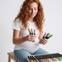 Art Markers with Soft Tip Set of 48 Acrylic Pens with Strong Coverage Plastic Box with Handle For Students and Home Drawing 6