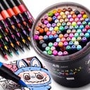 Art Markers with Soft Tip Set of 48 Acrylic Pens with Strong Coverage Plastic Box with Handle For Students and Home Drawing 8
