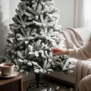 Artificial Christmas Tree Snowy Folding Branches Height 180 cm Diameter 105 cm Green and White Folding Stand 3 Sections Home Decoration 6