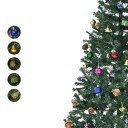 Artificial Christmas Tree with Decorations 48 pcs Folding Height 150 cm Diameter 75 cm Metal Stand Green Decoration for Home and Office 3