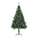 Artificial Christmas Tree with Decorations 48 pcs Folding Height 150 cm Diameter 75 cm Metal Stand Green Decoration for Home and Office 7