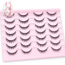 Artificial Lashes 14 Pairs for Natural Lash Extension Volumising 3D False Lashes Adhesive Artificial Lashes 14