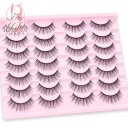 Artificial Lashes 14 Pairs for Natural Lash Extension Volumising 3D False Lashes Adhesive Artificial Lashes 4
